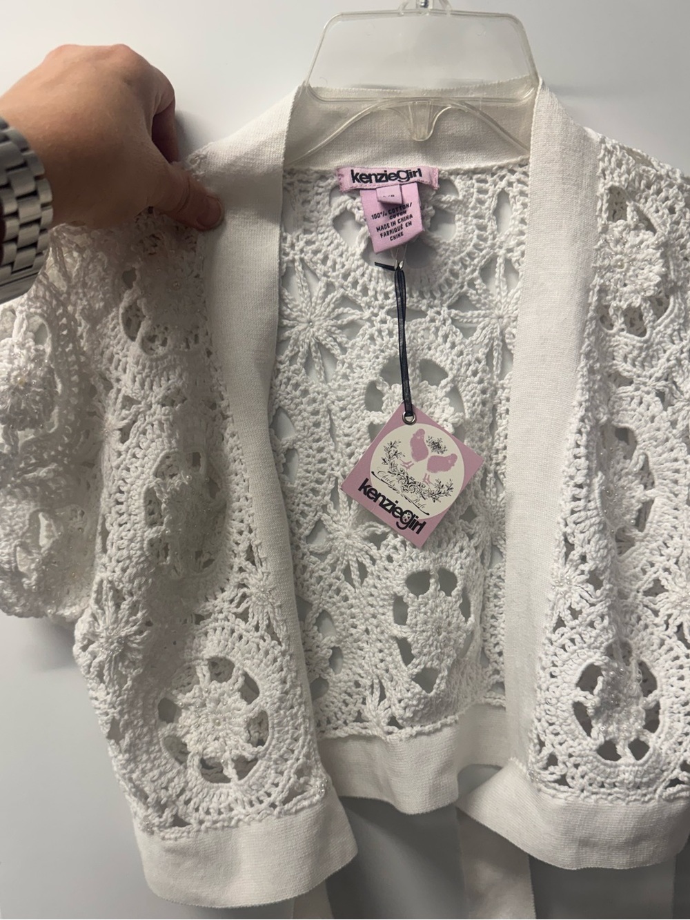 Juniors Y2K crochet vest white lg